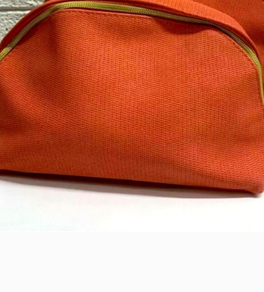 LANCOME Cosmetic Pouch Bag 1 Salmon Gold Zipper Closure Tweed Pattern Makeup NEW - Picture 4 of 8